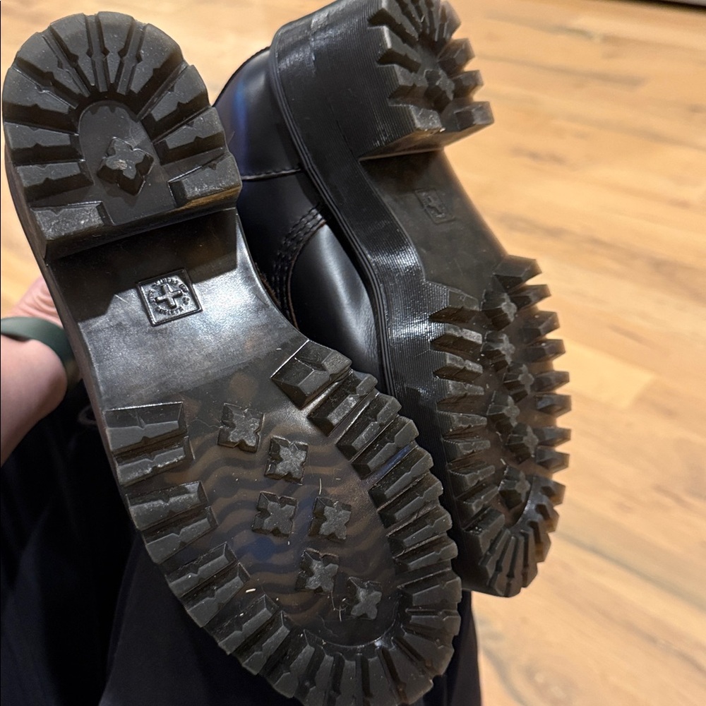 Dr. Martens Women's Leona Black Leather Platform Boot - Picture 10 of 13